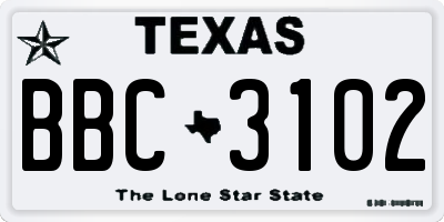 TX license plate BBC3102