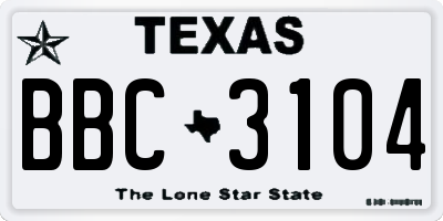 TX license plate BBC3104