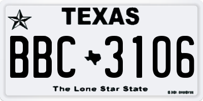 TX license plate BBC3106