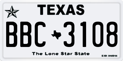 TX license plate BBC3108