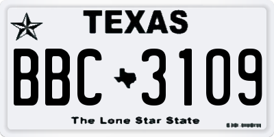 TX license plate BBC3109