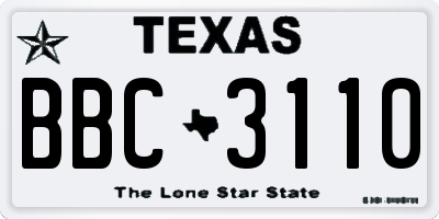 TX license plate BBC3110