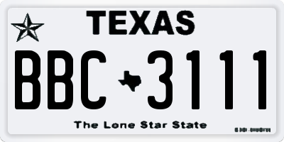 TX license plate BBC3111