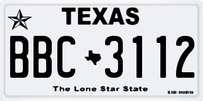 TX license plate BBC3112