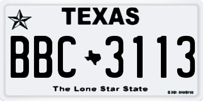 TX license plate BBC3113