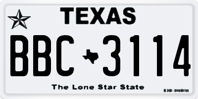 TX license plate BBC3114