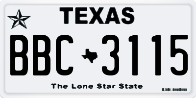 TX license plate BBC3115