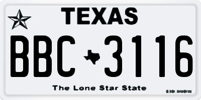 TX license plate BBC3116