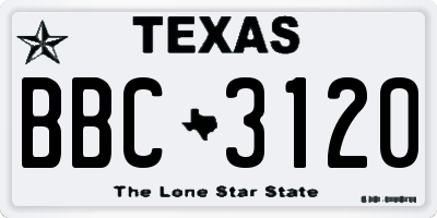 TX license plate BBC3120