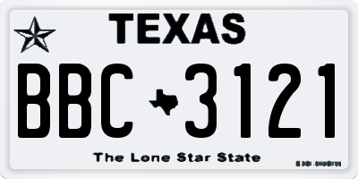 TX license plate BBC3121