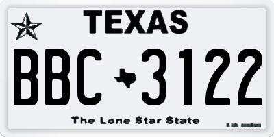 TX license plate BBC3122