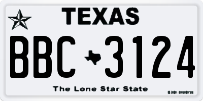 TX license plate BBC3124
