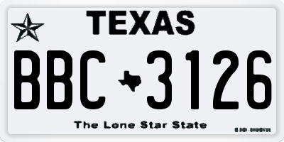 TX license plate BBC3126