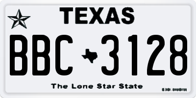 TX license plate BBC3128