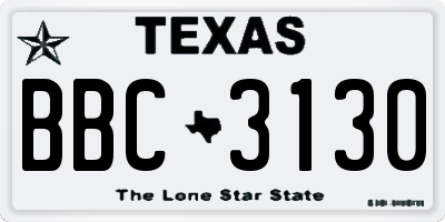 TX license plate BBC3130