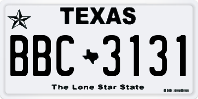 TX license plate BBC3131