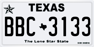 TX license plate BBC3133