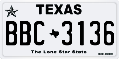 TX license plate BBC3136