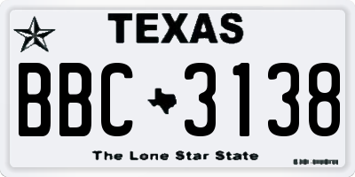TX license plate BBC3138