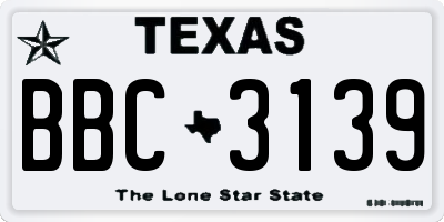 TX license plate BBC3139