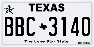 TX license plate BBC3140