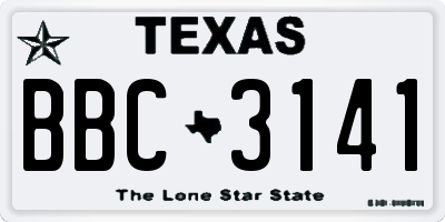 TX license plate BBC3141