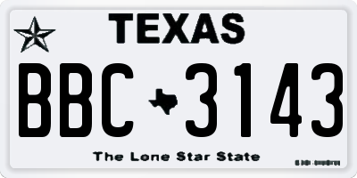 TX license plate BBC3143