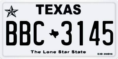 TX license plate BBC3145