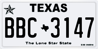 TX license plate BBC3147