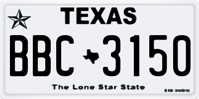 TX license plate BBC3150