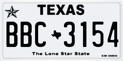 TX license plate BBC3154