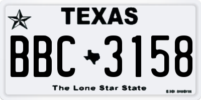 TX license plate BBC3158