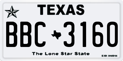 TX license plate BBC3160