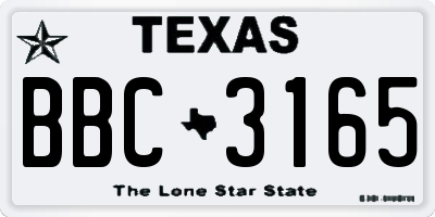 TX license plate BBC3165