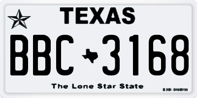 TX license plate BBC3168