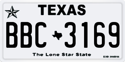 TX license plate BBC3169