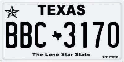 TX license plate BBC3170