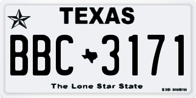 TX license plate BBC3171