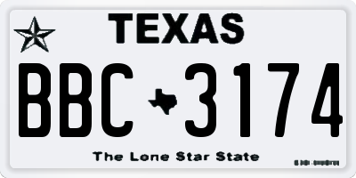 TX license plate BBC3174