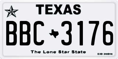 TX license plate BBC3176