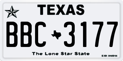 TX license plate BBC3177