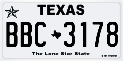 TX license plate BBC3178