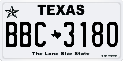 TX license plate BBC3180