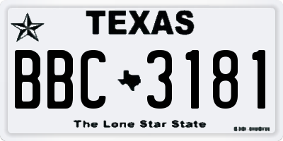 TX license plate BBC3181