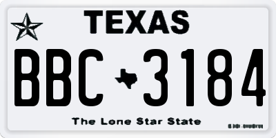 TX license plate BBC3184