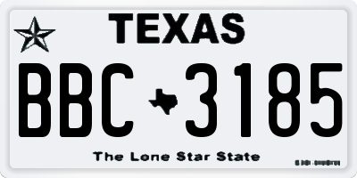 TX license plate BBC3185