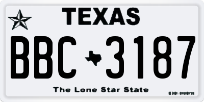 TX license plate BBC3187