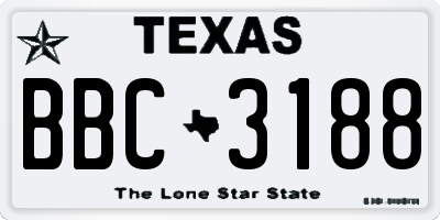 TX license plate BBC3188