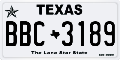 TX license plate BBC3189