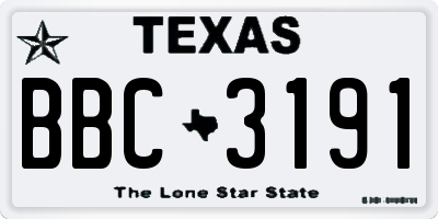 TX license plate BBC3191